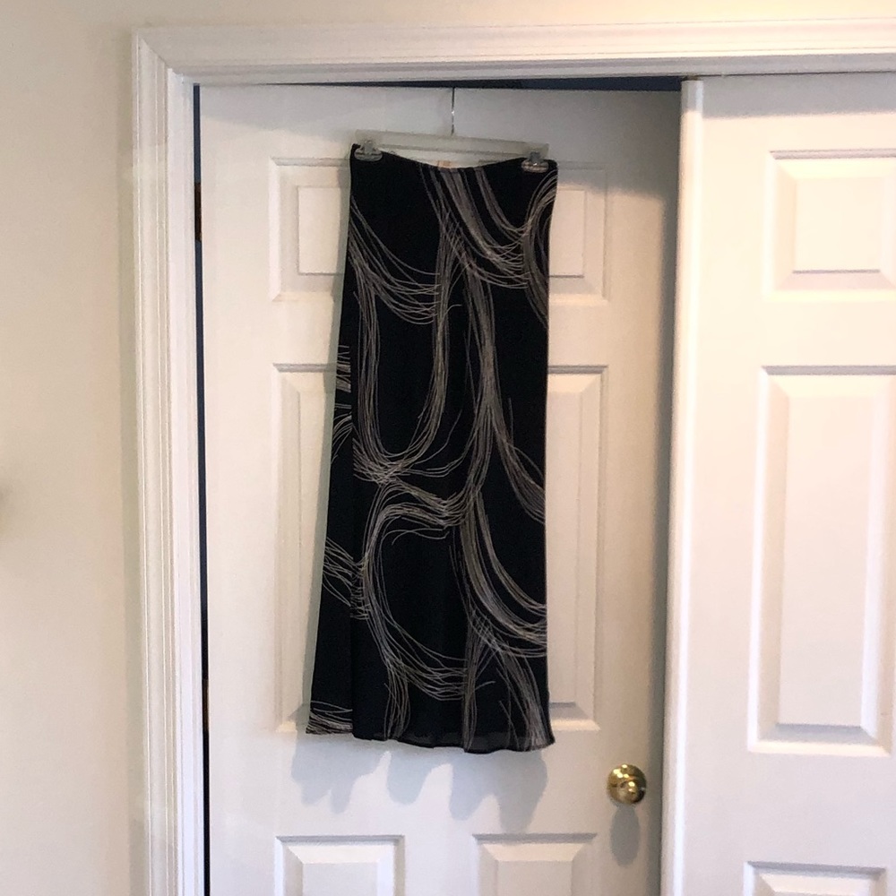 A-Line Black Skirt w/ White Swirl Pattern
